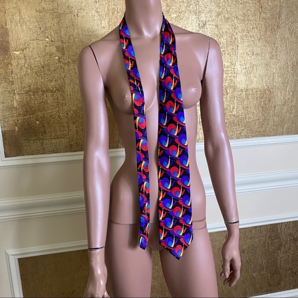 Givenchy multi colors geometric silk vintage tie